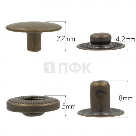 Кнопка для одежды 15мм Альфа нерж цв антик (уп 720шт) BUTTONI