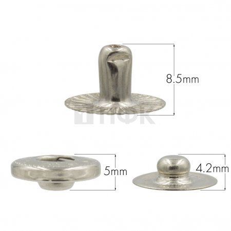 3 Части кнопки для одежды 15мм Альфа нерж цв никель (уп 720шт) DNG