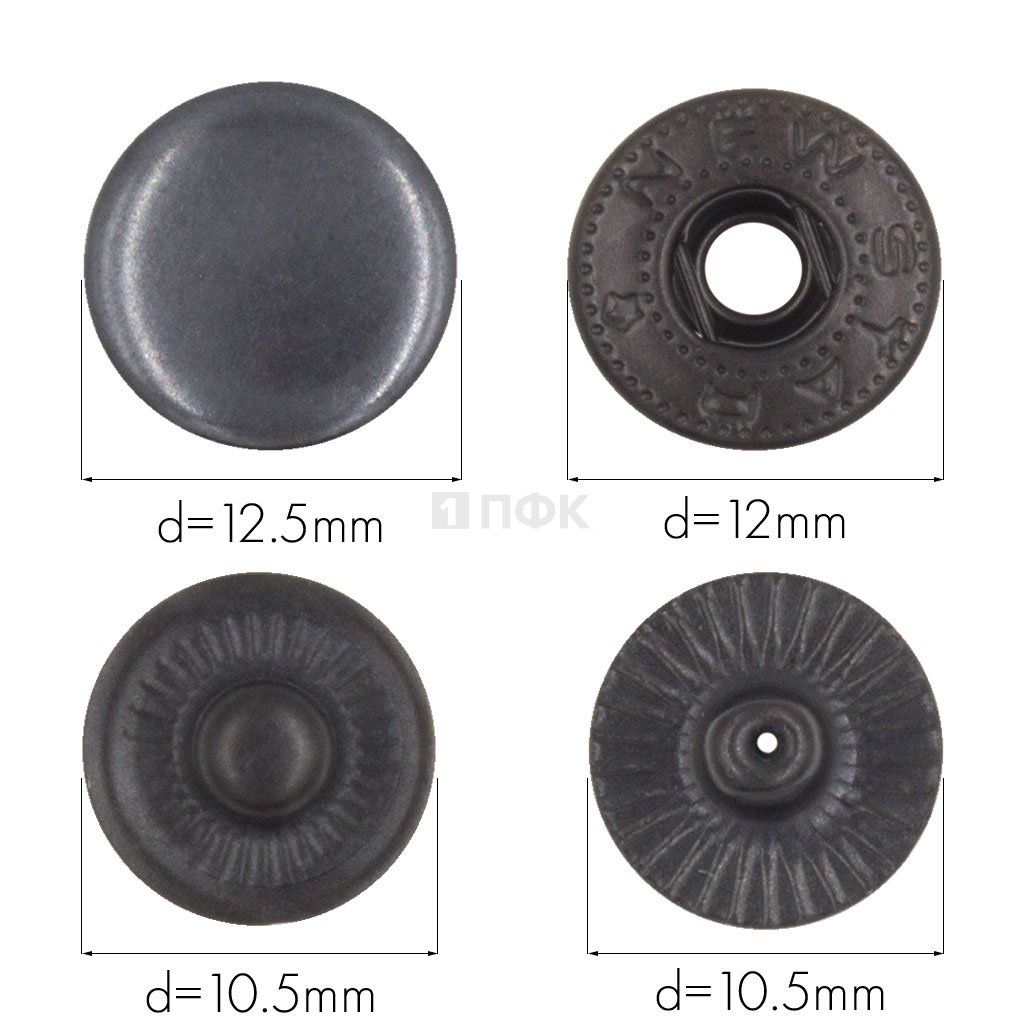 Кнопка для одежды 12,5мм Альфа латунь цв оксид (уп 1440шт) NEW STAR — ПФКР Кнопка для одежды 12,5мм Альфа латунь цв оксид (уп 1440шт) NEW STAR