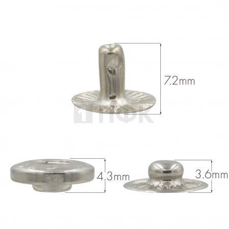 3 Части кнопки для одежды 12,5мм Альфа сталь цв никель (уп 1440шт) STORM