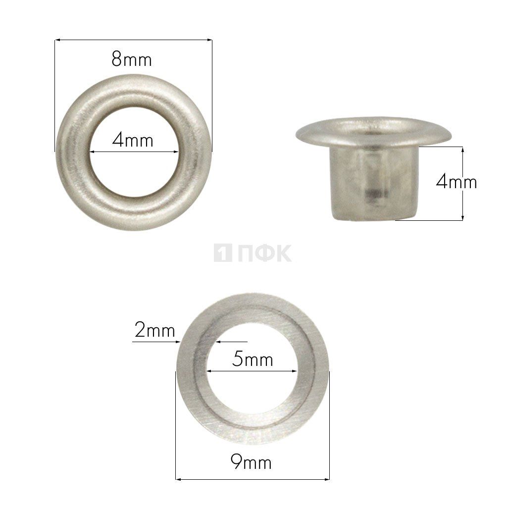 Люверсы №2 4мм латунь цв никель (уп 5000шт) — ПФКР Люверсы №2 4мм латунь цв никель (уп 5000шт)