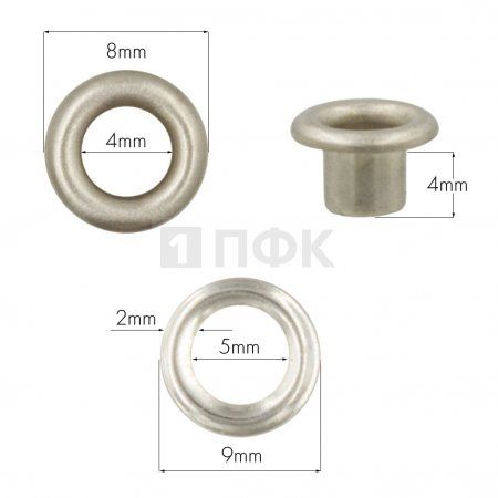 люверсы №2 4мм сталь эконом цв никель (уп 5000/200000шт)