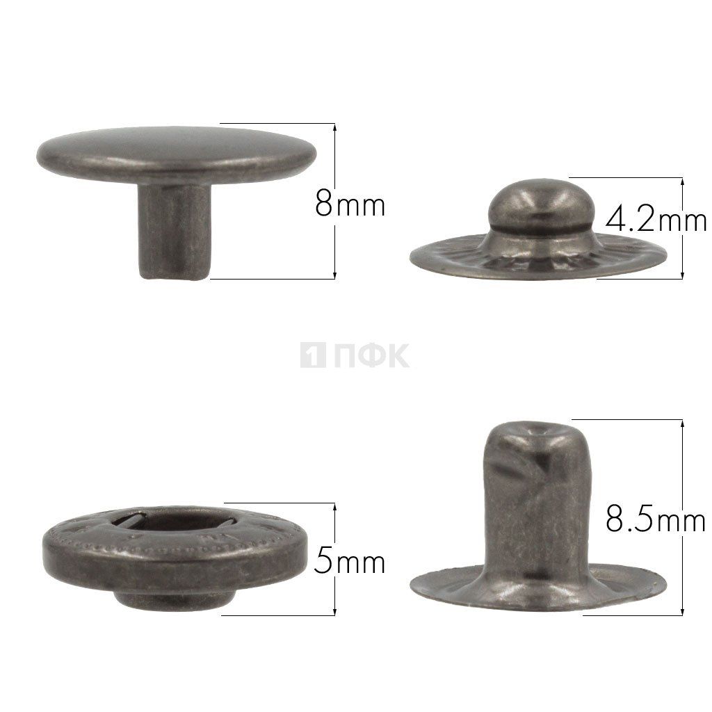 Кнопка для одежды 15мм Альфа латунь цв никель тем (уп 720шт) NEW STAR 