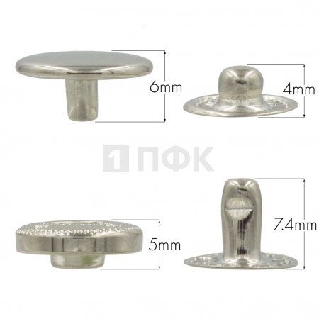 Кнопка для одежды 12,5мм Альфа латунь цв никель (уп 1440шт) ПФК