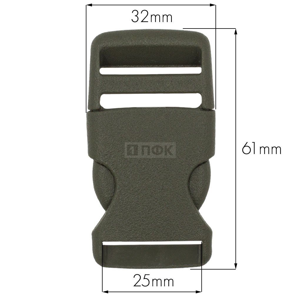 Фастекс A-25 (защелка-трезубец) ПА 25мм цв хаки (уп 1000шт)