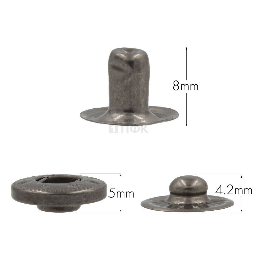 3 Части кнопки для одежды 15мм Альфа латунь цв никель тем (уп 720шт) NEW STAR