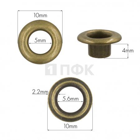 Люверсы №3 5мм сталь цв антик (уп 5000шт) Люверсы №3 5мм сталь цв антик (уп 5000шт)
