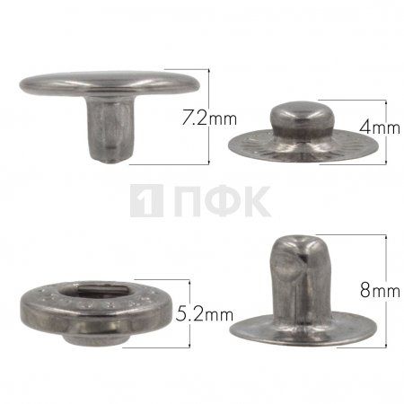 Кнопка для одежды 15мм Альфа латунь цв никель тем (уп 720шт) STRONG