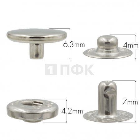 Кнопка для одежды 12,5мм Альфа нерж цв никель (уп 1440шт) DNG