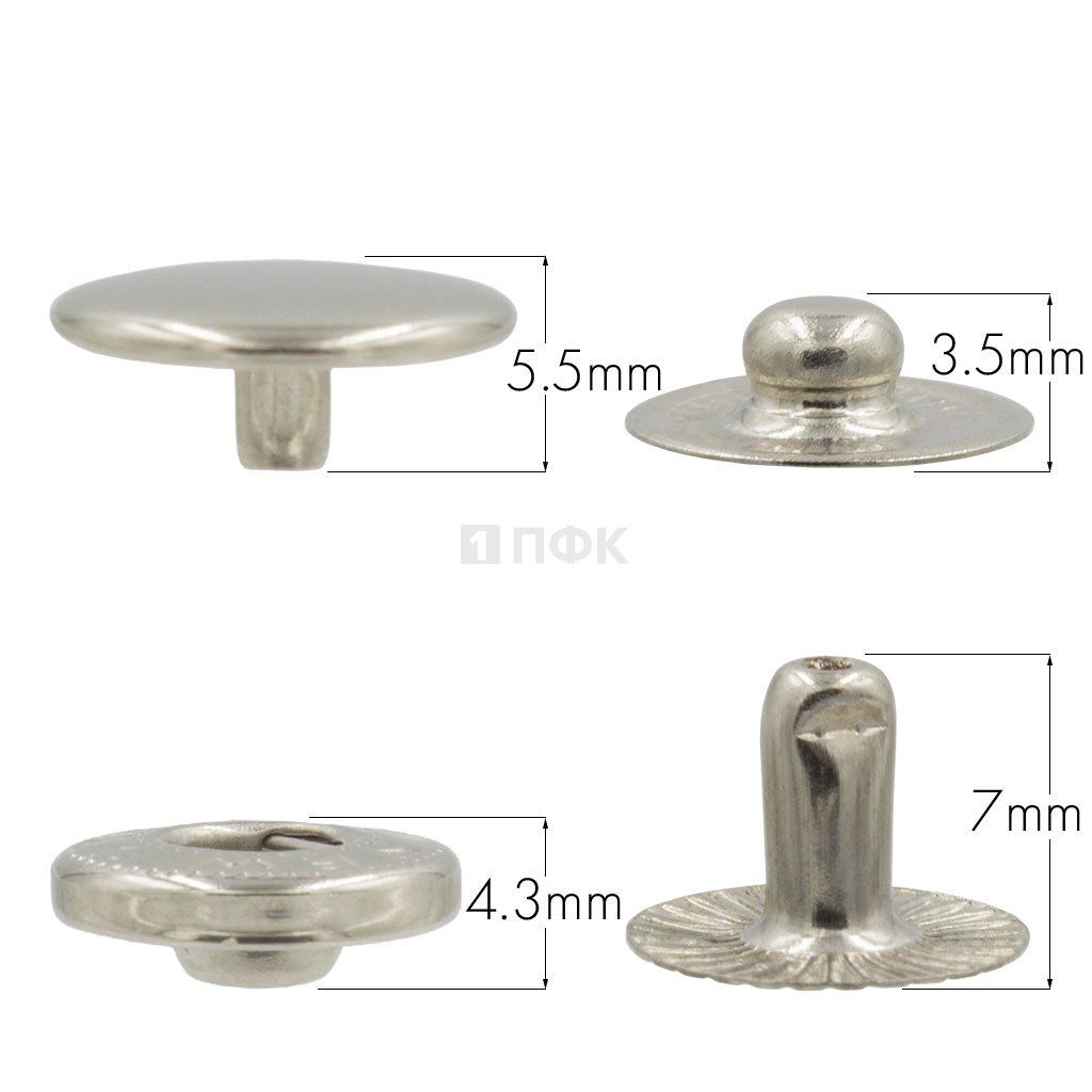 Кнопка для одежды 12,5мм Альфа нерж цв никель (уп 1440шт) NEW STAR