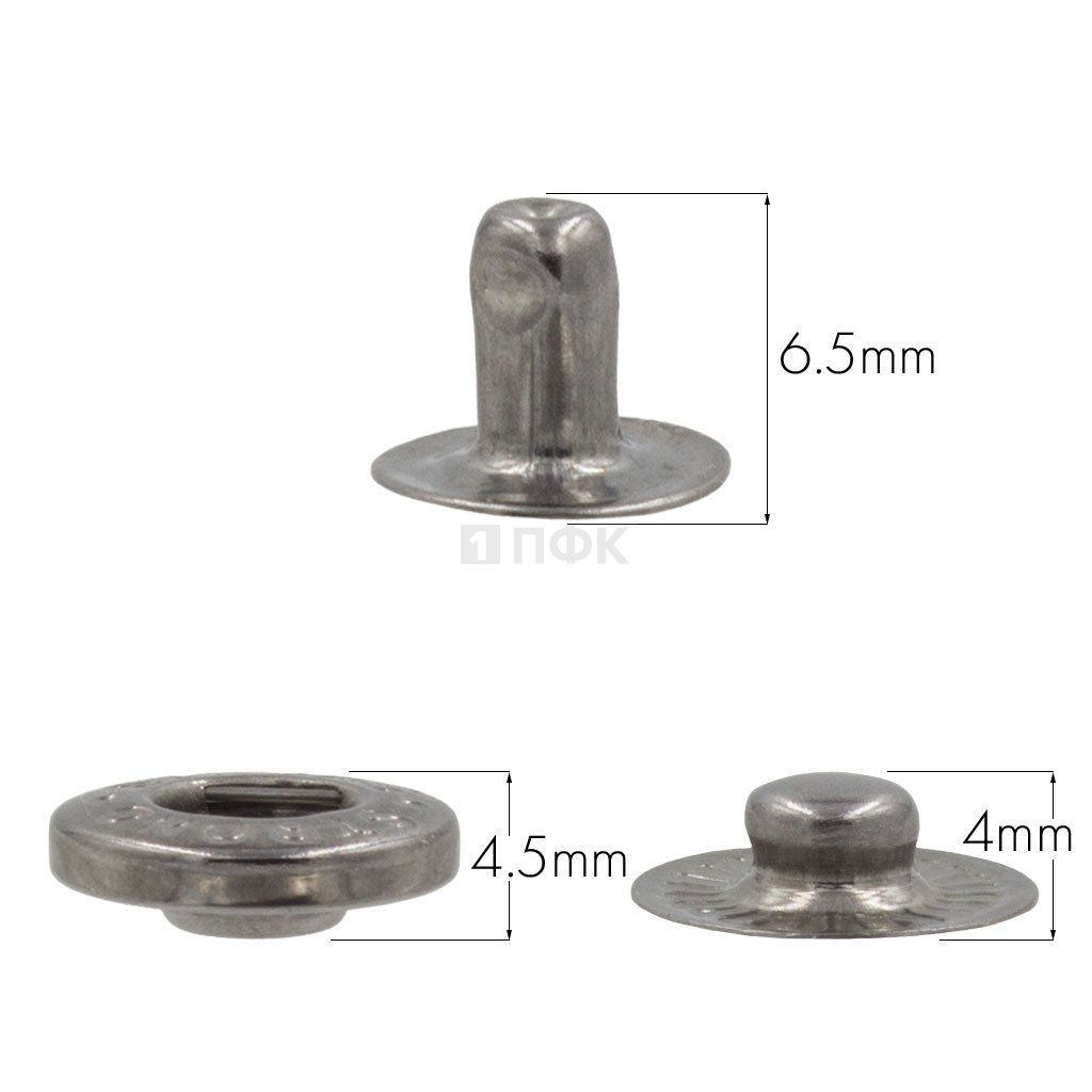 3 Части кнопки для одежды 12,5мм Альфа сталь цв никель тем (уп 1440шт) STRONG 