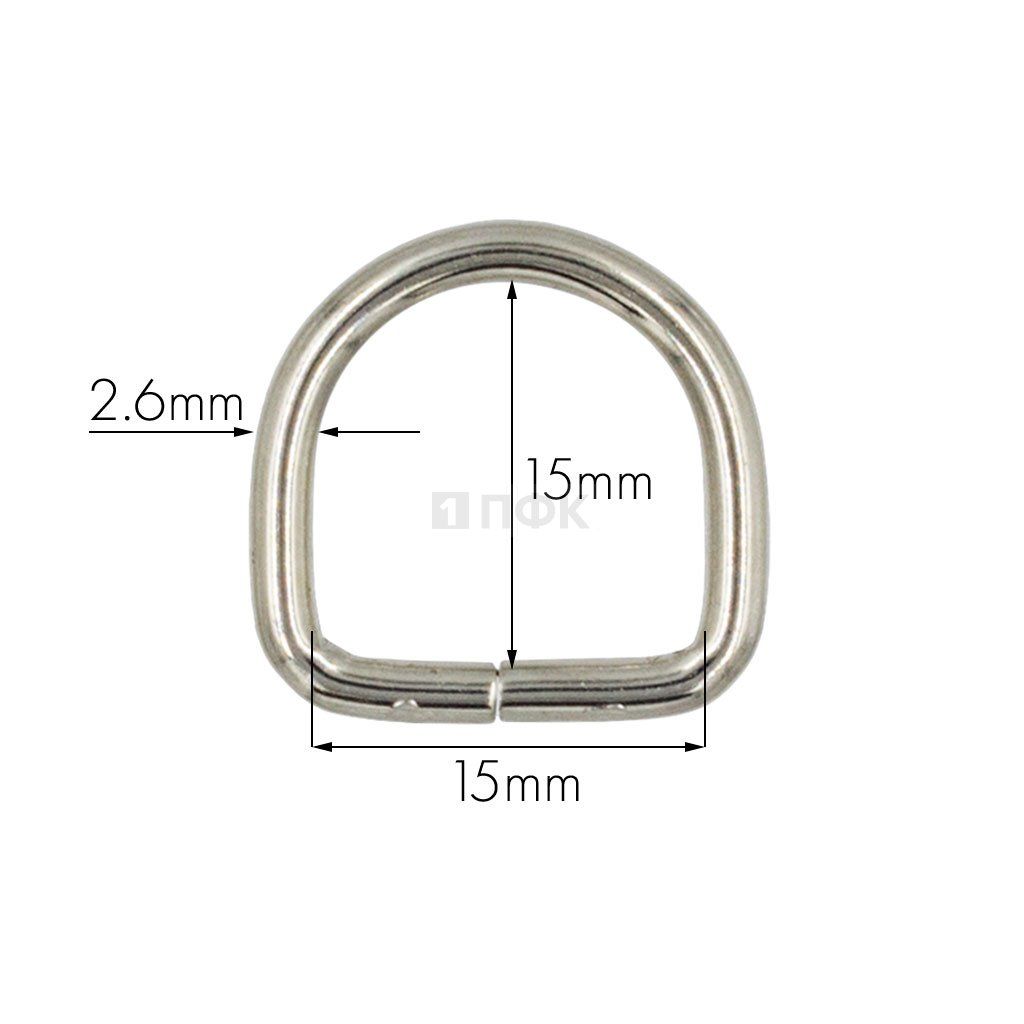 Полукольцо 15мм (толщ 2,6мм) цв никель (уп 1000шт/10000шт) ВЫСОКОЕ — ПФКР Полукольцо 15мм (толщ 2,6мм) цв никель (уп 1000шт/10000шт) ВЫСОКОЕ