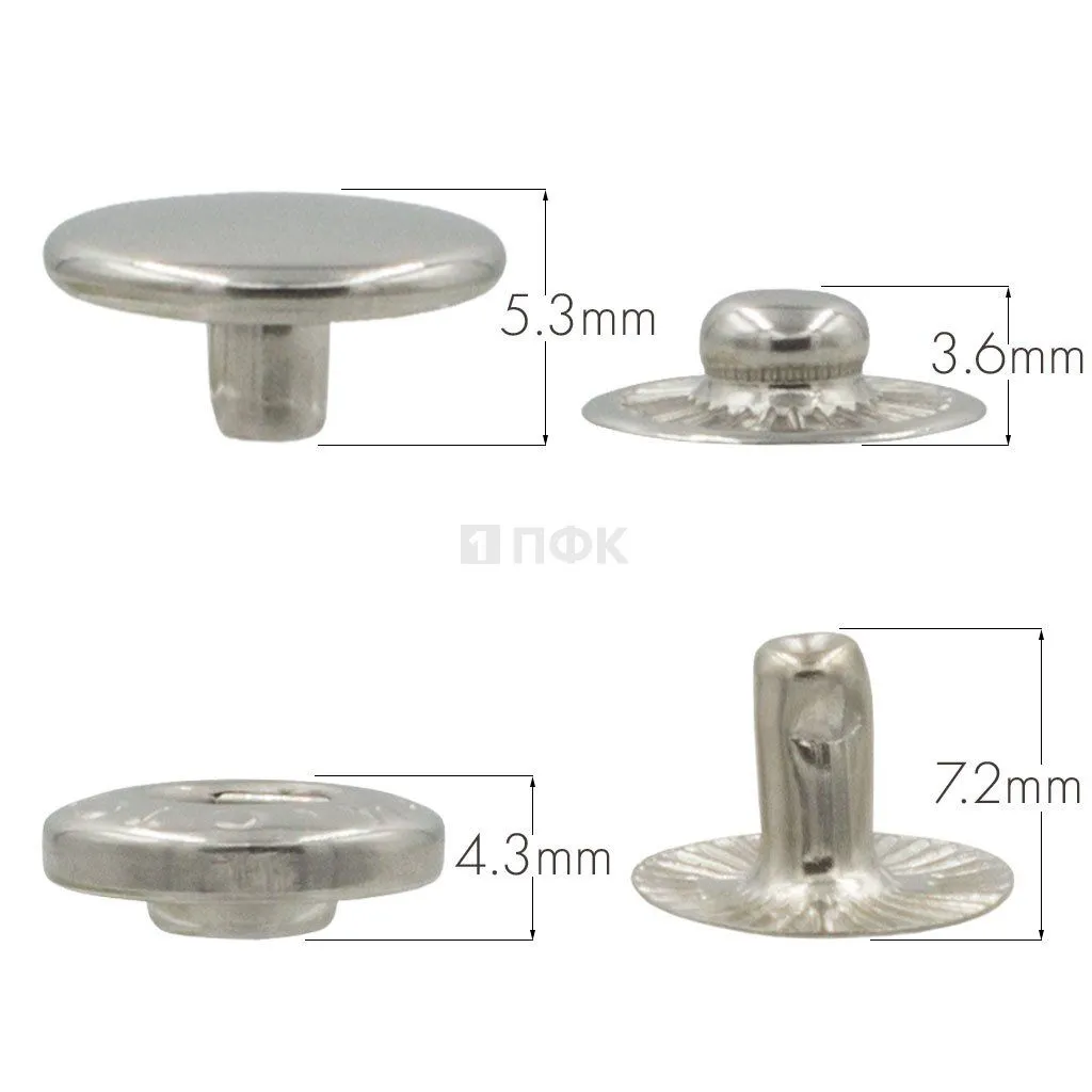 Кнопка для одежды 12,5мм Альфа сталь цв никель (уп 1440шт) STORM